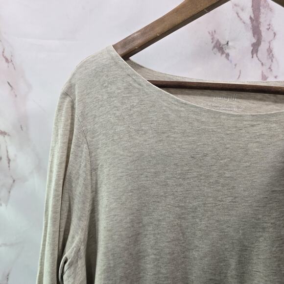 J Jill Shirt Womens 2X XXL Beige Long Sleeve Pure Boatneck Layered Tunic Flowy - Picture 2 of 10